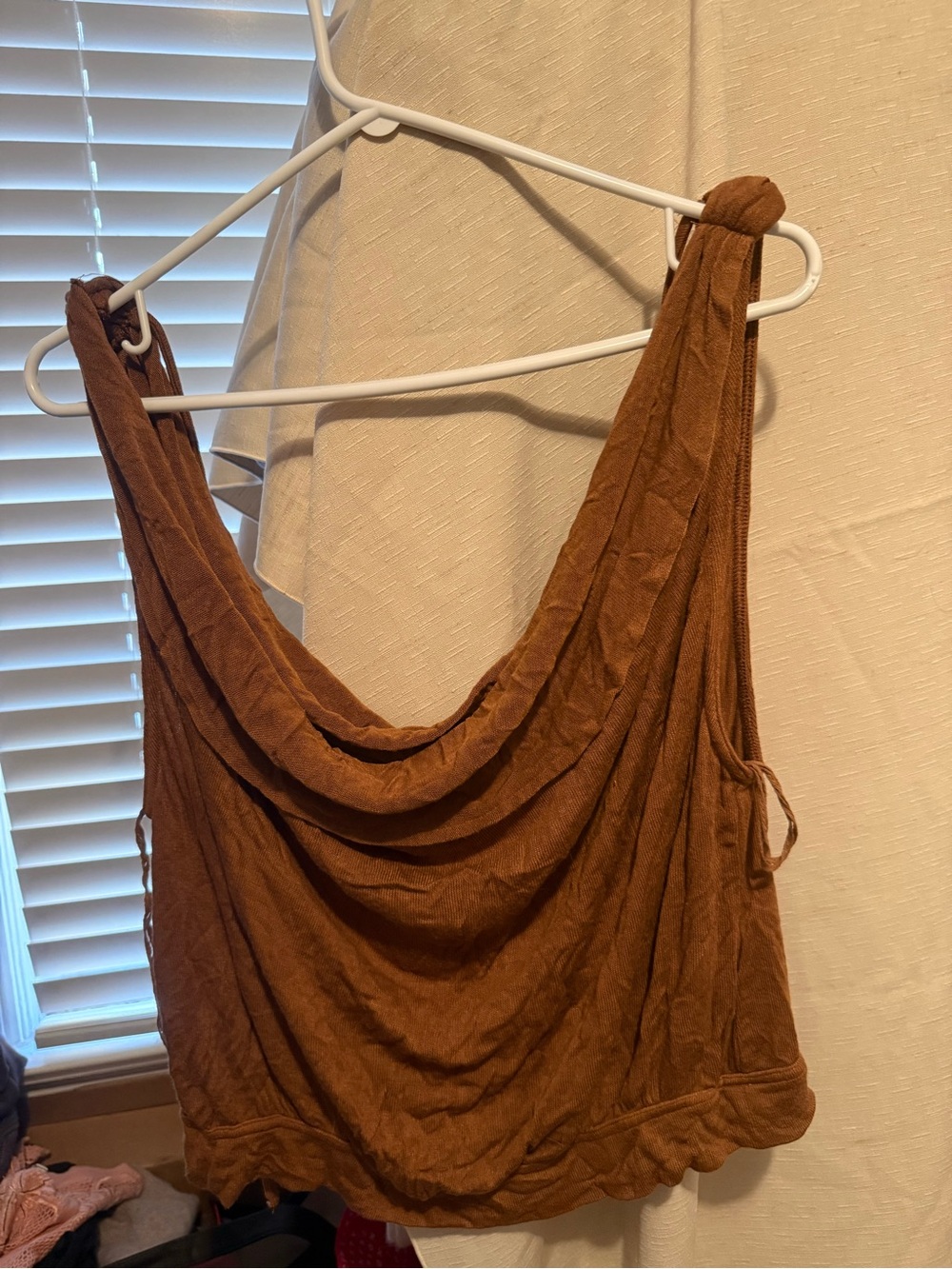 Free People Brown Cowl Crop Tank Top